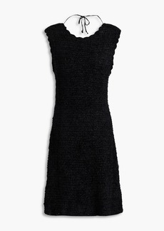 GANNI - Tie-detailed bouclé mini dress - Black - L