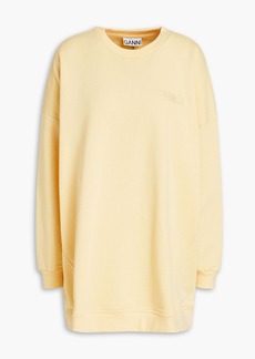 GANNI - Oversized embroidered cotton-blend fleece sweatshirt - Yellow - S/M