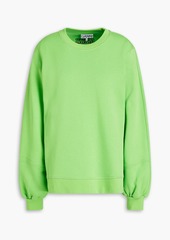 GANNI - Oversized embroidered organic cotton-fleece sweatshirt - Green - XXS