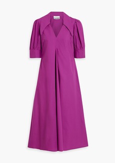 GANNI - Pleated cotton-poplin midi shirt dress - Purple - DE 34