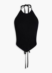 GANNI - Ribbed-knit halterneck top - Black - L