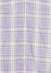 GANNI - Ruched checked cotton-blend seersucker midi dress - Purple - DE 32