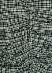 GANNI - Ruched checked seersucker top - Green - DE 36