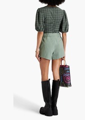 GANNI - Ruched checked seersucker top - Green - DE 36