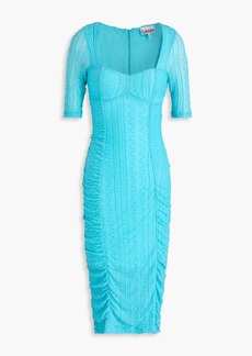 GANNI - Ruched cloqué dress - Blue - DE 44