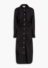 GANNI - Ruched cotton-poplin midi shirt dress - Black - DE 36