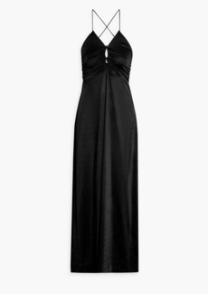 GANNI - Ruched cutout crepe maxi dress - Black - DE 32