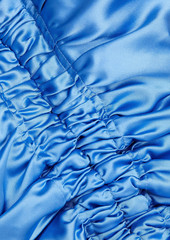 GANNI - Ruched cutout satin midi dress - Blue - DE 34