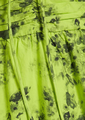 GANNI - Ruched floral-print cotton-poplin mini dress - Green - DE 36