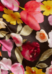 GANNI - Ruched floral-print silk-blend satin mini shirt dress - Red - DE 36
