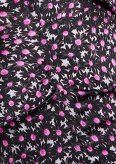 GANNI - Ruched floral-print stretch-silk satin midi dress - Pink - DE 38