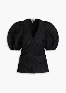 GANNI - Ruched jacquard blouse - Black - DE 32
