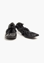 GANNI - Ruched leather ballet flats - Black - EU 38