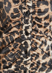GANNI - Ruched leopard-print satin mini shirt dress - Animal print - DE 34