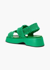GANNI - Ruched satin platform slingback sandals - Green - EU 41