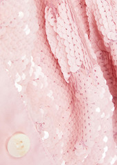 GANNI - Ruched sequined georgette midi shirt dress - Pink - DE 32