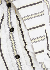GANNI - Ruched striped cotton-poplin shirt - White - DE 32