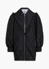 GANNI - Ruffle-trimmed quilted shell jacket - Black - DE 40