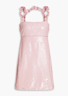GANNI - Ruffle-trimmed sequined georgette mini dress - Pink - DE 32