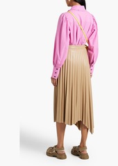 GANNI - Ruffled crinkled cotton-blend shirt - Pink - DE 34