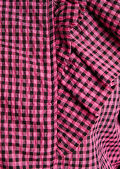 GANNI - Ruffled gingham seersucker blouse - Pink - DE 38