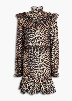GANNI - Ruffled leopard-print cotton mini dress - Animal print - DE 36
