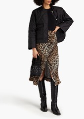 GANNI - Ruffled leopard-print stretch-mesh midi wrap skirt - Animal print - DE 46