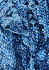 GANNI - Ruffled printed plissé-chiffon blouse - Blue - DE 36