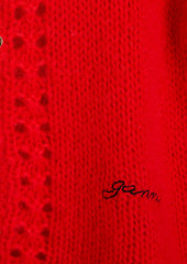 GANNI - Ruffled mohair-blend cardigan - Red - XS