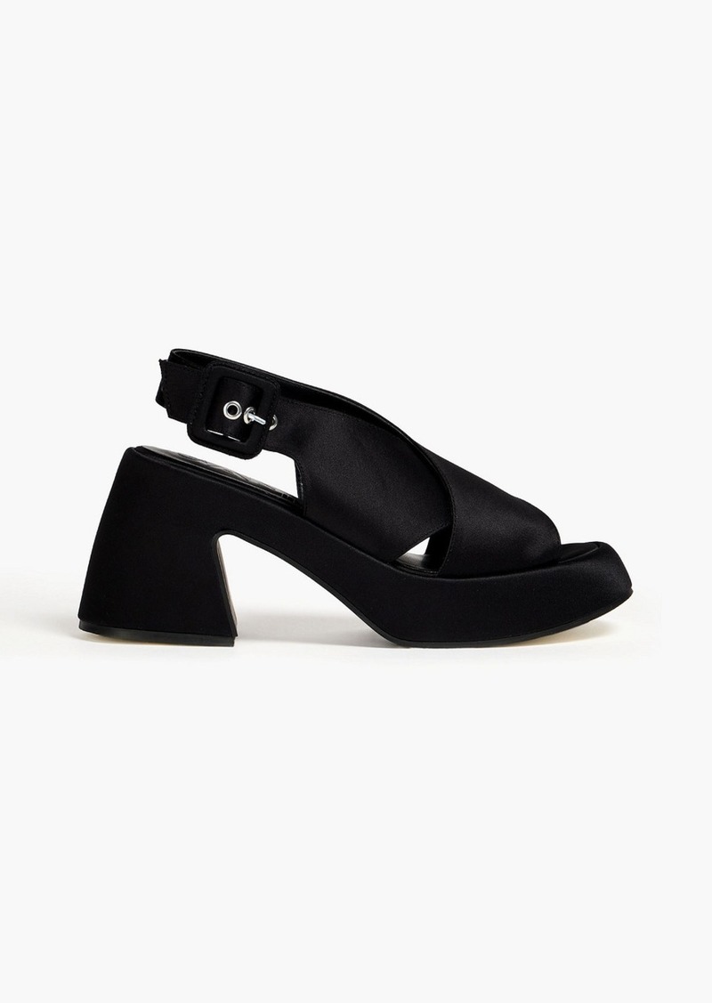 GANNI - Satin platform slingback sandals - Black - EU 38