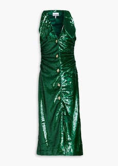 GANNI - Sequined crepe midi dress - Green - DE 36