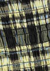 GANNI - Shirred checked cotton-blend seersucker midi dress - Yellow - DE 36