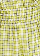 GANNI - Shirred checked woven mini dress - Yellow - DE 40
