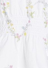 GANNI - Shirred floral-print cotton-poplin blouse - White - DE 36