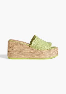 GANNI - Shirred satin espadrille platform sandals - Yellow - EU 35