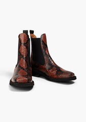 GANNI - Snake-effect leather Chelsea boots - Brown - EU 36