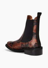 GANNI - Snake-effect leather Chelsea boots - Brown - EU 36