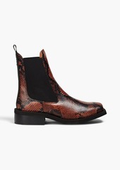 GANNI - Snake-effect leather Chelsea boots - Brown - EU 36