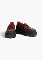 GANNI - Snake-effect leather platform loafers - Brown - EU 40