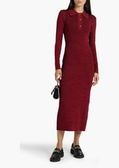 GANNI - Stretch-knit midi shirt dress - Red - L