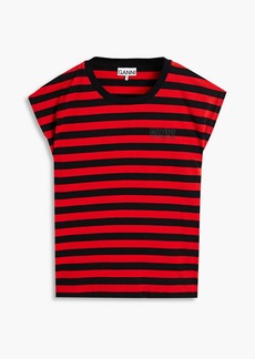 GANNI - Striped cotton-jersey T-shirt - Red - XXS