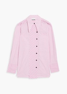 GANNI - Striped cotton-poplin shirt - Pink - DE 34