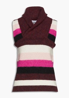 GANNI - Paneled striped knitted vest - Burgundy - XXS