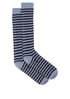 Ganni - Striped Merino-blend Socks - Womens - Blue Multi