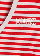 GANNI - Striped printed organic cotton-jersey T-shirt - Red - XXS