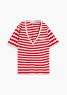 GANNI - Striped printed organic cotton-jersey T-shirt - Red - XS