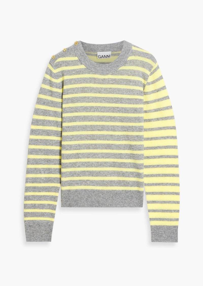 GANNI - Striped wool and cashmere-blend sweater - Yellow - XS