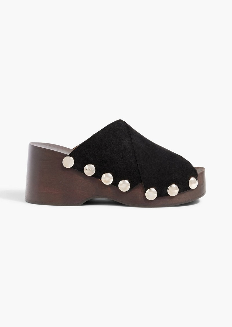 GANNI - Studded suede platform mules - Black - EU 36