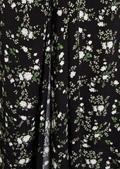 GANNI - Tie-front floral-print crepe midi wrap dress - Black - DE 42
