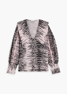 GANNI - Tiger-print cotton-poplin blouse - Pink - DE 32